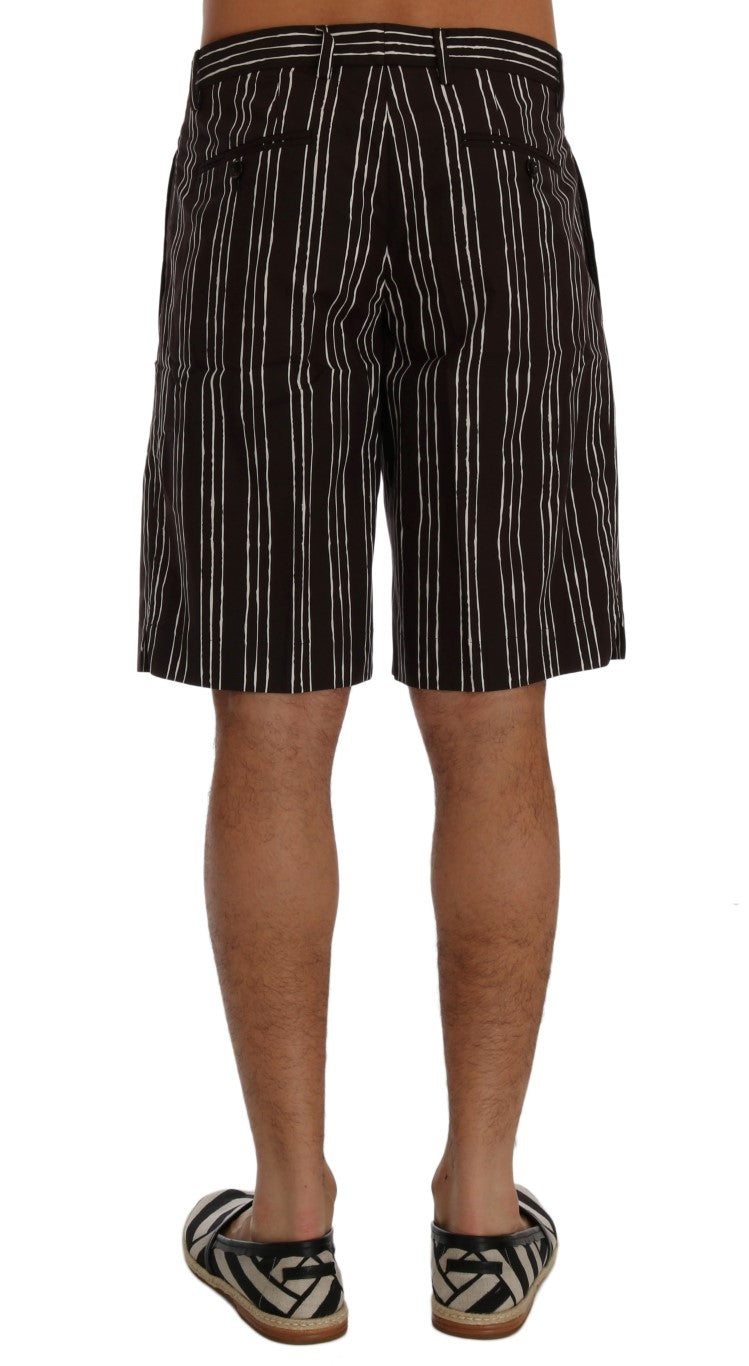 Dolce & Gabbana Bordeaux Striped Cotton Knee High Shorts