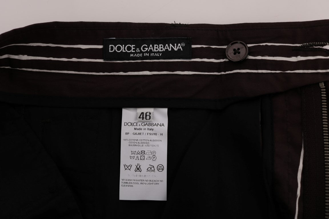 Dolce & Gabbana Bordeaux Striped Cotton Knee High Shorts