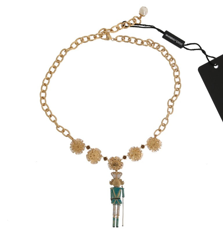 Dolce & Gabbana Elegant Gold Crystal Statement Necklace