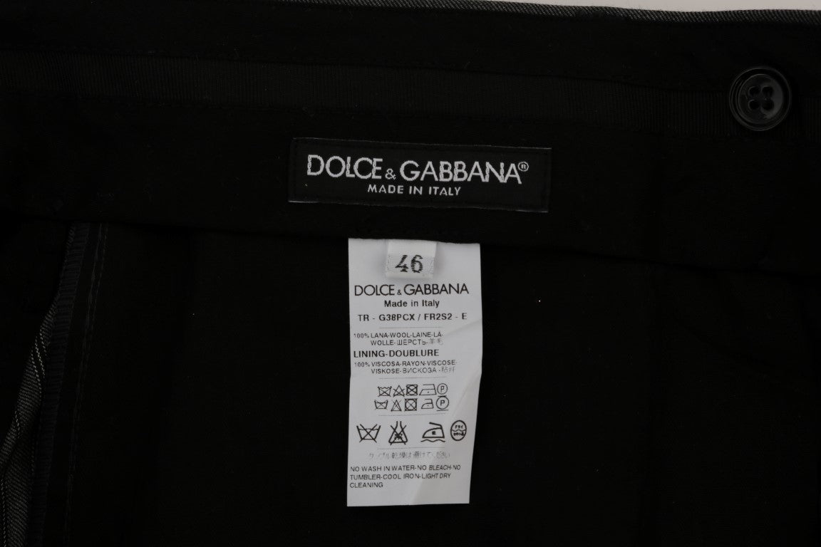 Dolce & Gabbana Elegant Gray Striped Wool Formal Trousers
