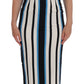 Dolce & Gabbana Blue White Striped Silk Stretch Sheath Dress