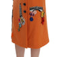 Dolce & Gabbana Embellished Wool Skirt in Vivid Orange