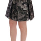 Dolce & Gabbana Elegant Black Silver-Floral Straight Skirt