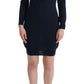 MARGHI LO' Elegant Over Knee Blue Wool Dress