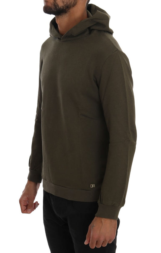 Daniele Alessandrini Elegant Green Cotton Hooded Sweater
