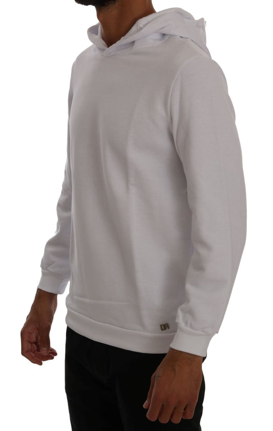 Daniele Alessandrini Elegant White Cotton Hooded Sweater