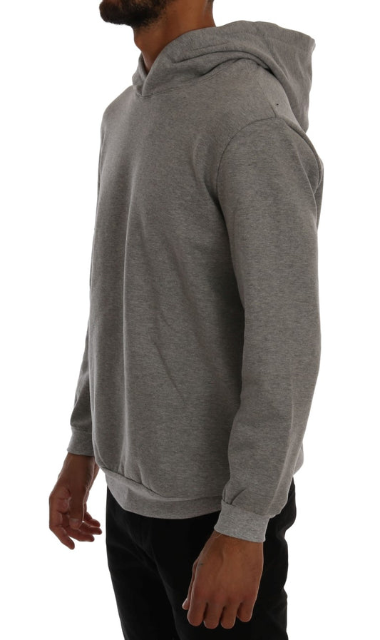 Daniele Alessandrini Sophisticated Gray Cotton Hooded Sweater