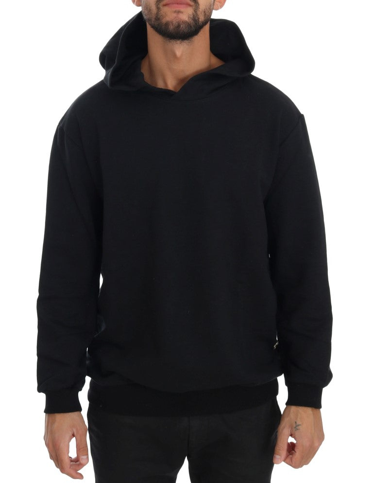 Daniele Alessandrini Black Gym Casual Hooded Cotton Sweater