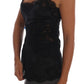 Dolce & Gabbana Silk Blend Black Lace Top Dressing Gown