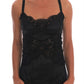 Dolce & Gabbana Silk Blend Black Lace Top Dressing Gown