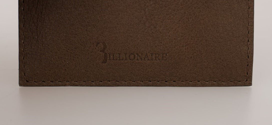 Billionaire Italian Couture Elegant Turtledove Leather Men's Wallet