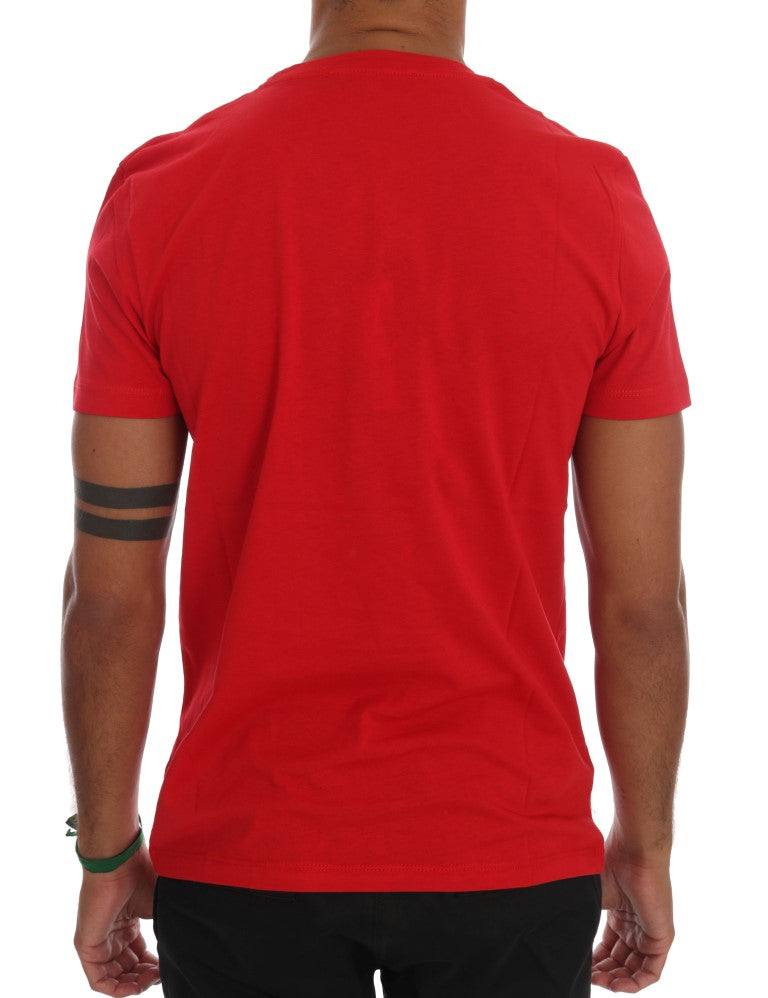 Frankie Morello Red Cotton RIDERS Crewneck T-Shirt