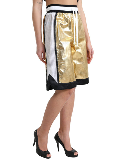 Dolce & Gabbana Elevated Elegance: High Waist Golden Shorts