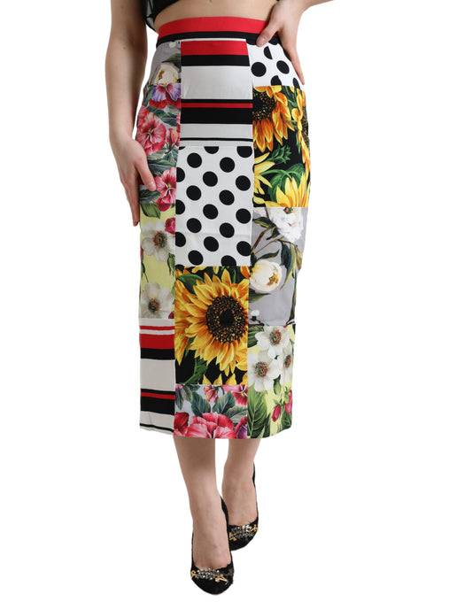 Dolce & Gabbana Glamorous High Waist Patchwork Midi Skirt