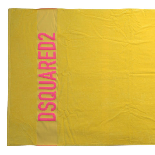 Dsquared² Yellow Logo Print Cotton Soft Unisex Beach Towel