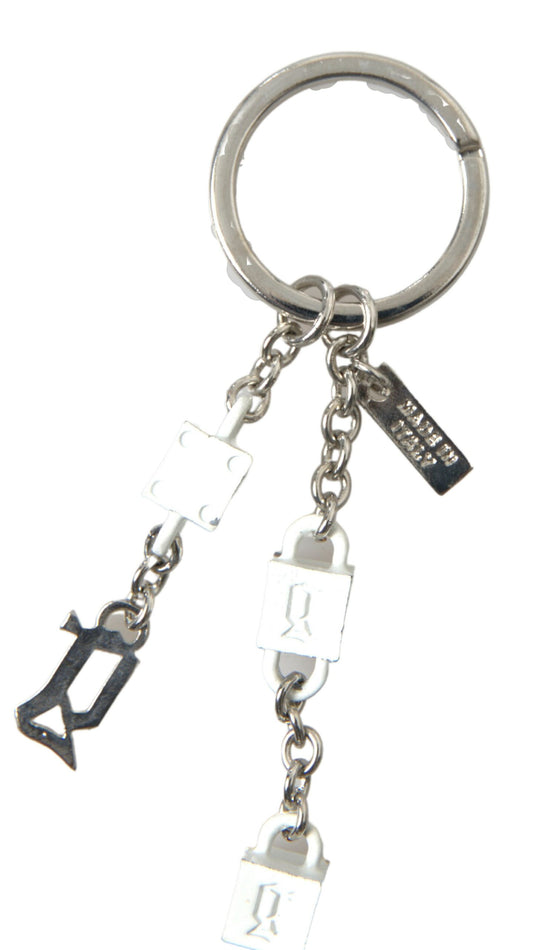 Dolce & Gabbana Silver Tone Metal DG Logo Engraved Keyring Keychain