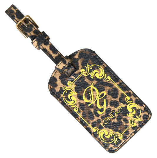 Dolce & Gabbana Multicolor Leopard Dauphine Leather DG Logo Luggage Tag