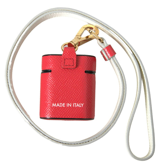 Dolce & Gabbana Elegant Red Calf Leather Airpods Case
