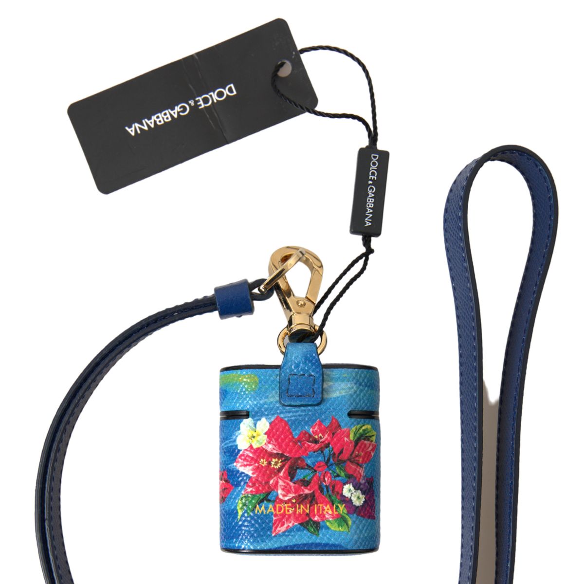 Dolce & Gabbana Chic Blue Floral Leather Airpods Case