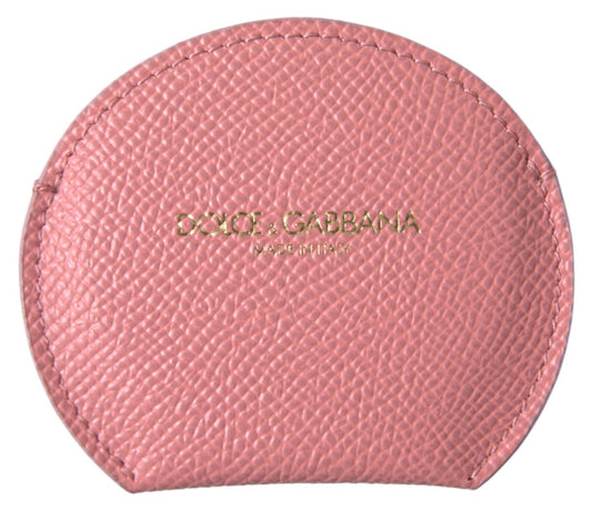 Dolce & Gabbana Pink Calfskin Leather Round Mirror Holder