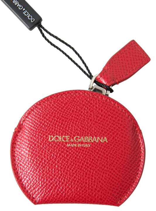 Dolce & Gabbana Red Calfskin Leather Hand Mirror Holder