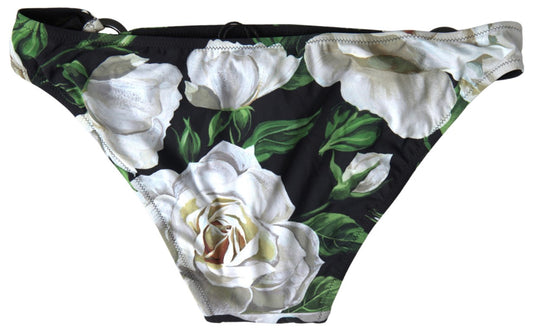 Dolce & Gabbana Black Floral Two Piece Beachwear Swimwear Bikini