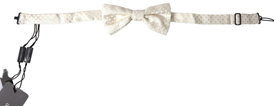 Dolce & Gabbana Elegant Ivory Fantasy Pattern Silk Bow Tie