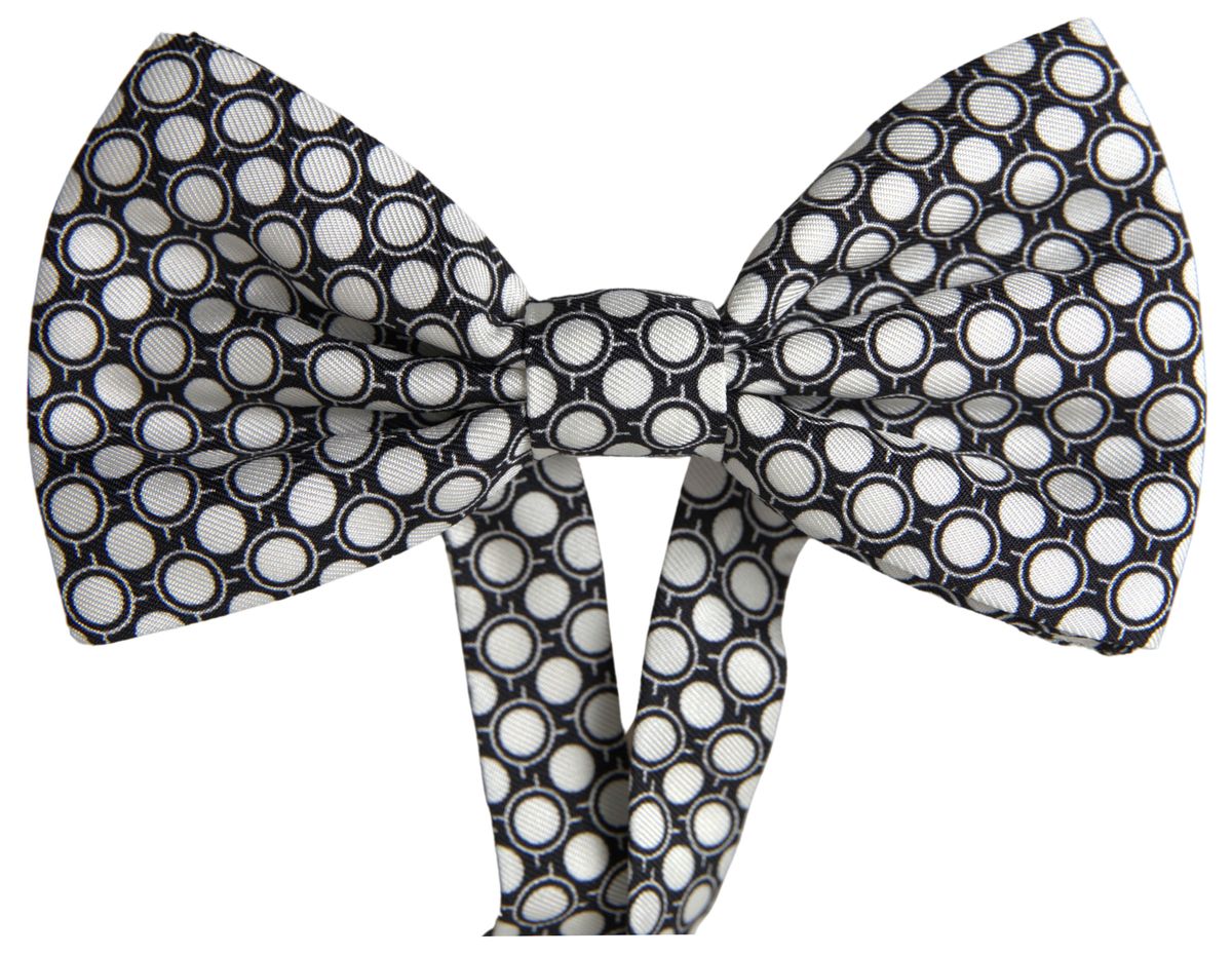 Dolce & Gabbana Elegant Silk Black and White Circle Bow Tie