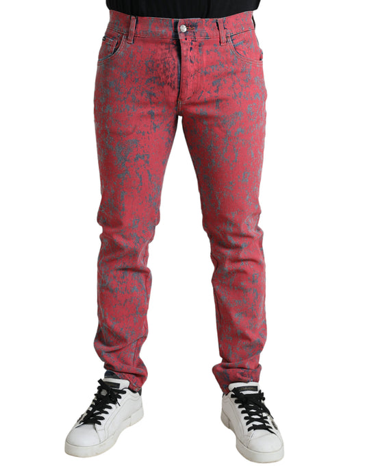 Dolce & Gabbana Red Tie Dye Skinny Denim Jeans