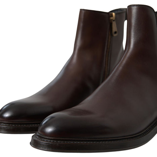 Dolce & Gabbana Brown Leather Chelsea Mens Boots Shoes
