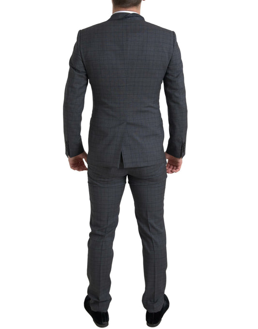 Dolce & Gabbana Elegant Grey Checkered Slim Fit Suit