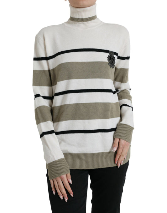 Dolce & Gabbana Italian Striped Wool Turtleneck Sweater