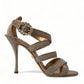 Dolce & Gabbana Bronze Crystal Stiletto Heels Sandals
