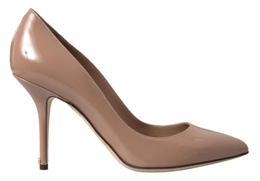 Dolce & Gabbana Beige Leather Pumps Patent Heels Shoes