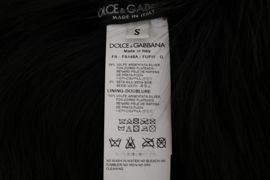 Dolce & Gabbana Black Silver Fox Fur Scarf