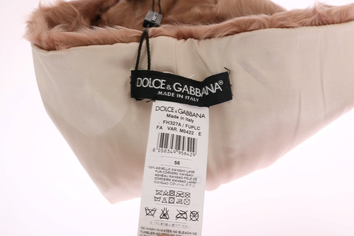 Dolce & Gabbana Beige Xiangao Lamb Fur Beanie