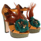 Dolce & Gabbana Multicolor Crystal Ankle Strap Platform Sandals