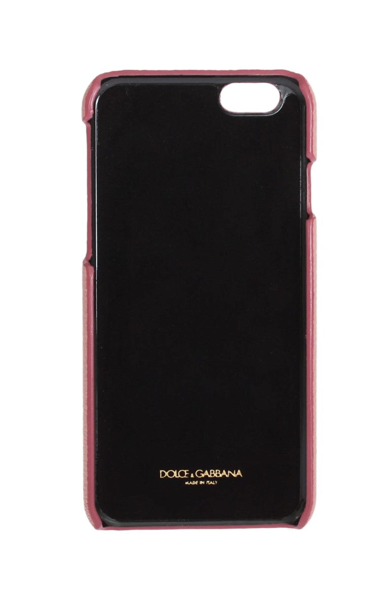 Dolce & Gabbana Chic Pink Leather Crystal iPhone Case