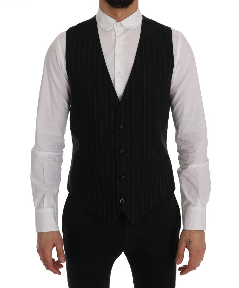 Dolce & Gabbana Black STAFF Cotton Striped Vest