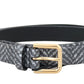 Dolce & Gabbana Black White Chevron Pattern Leather Belt