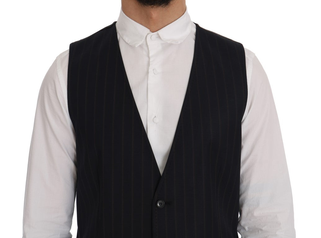 Dolce & Gabbana Elegant Striped Wool Blend Vest Waistcoat