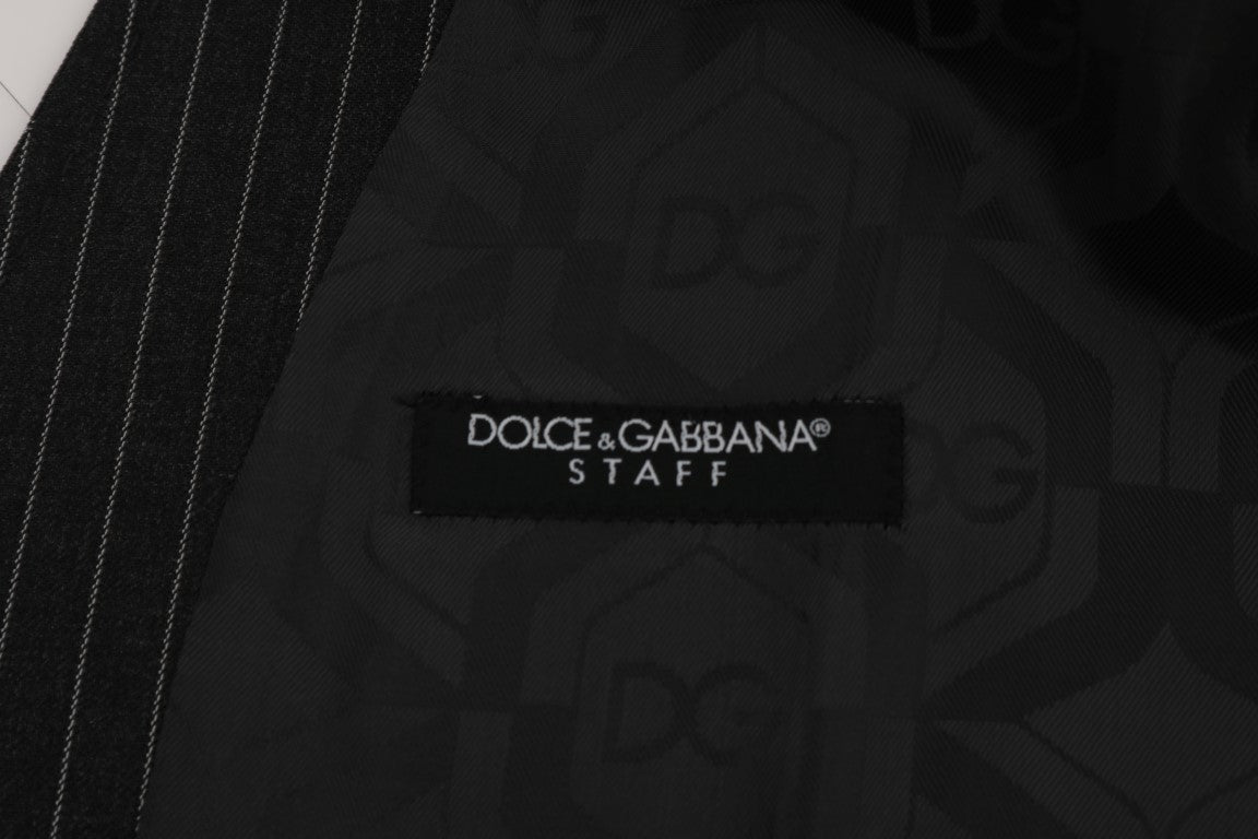 Dolce & Gabbana Elegant Gray Striped Vest Waistcoat
