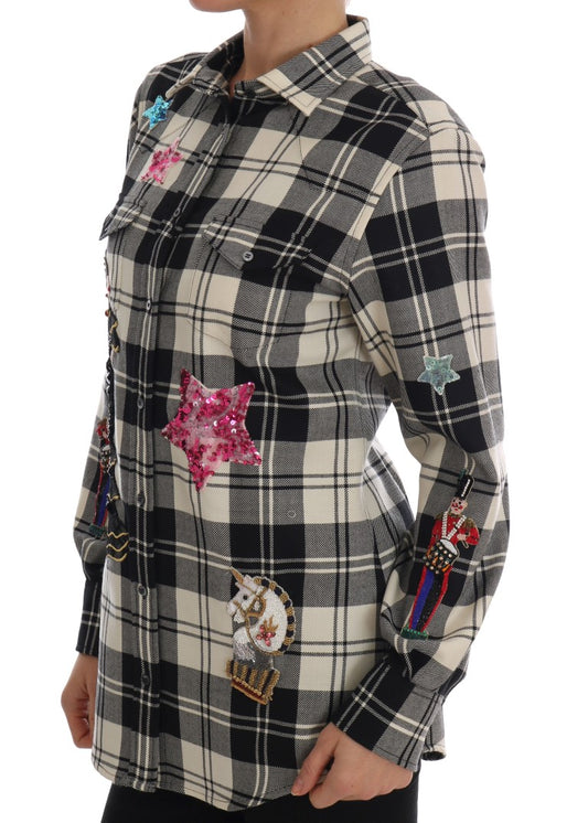 Dolce & Gabbana Enchanted Sequin Checkered Wool Shirt