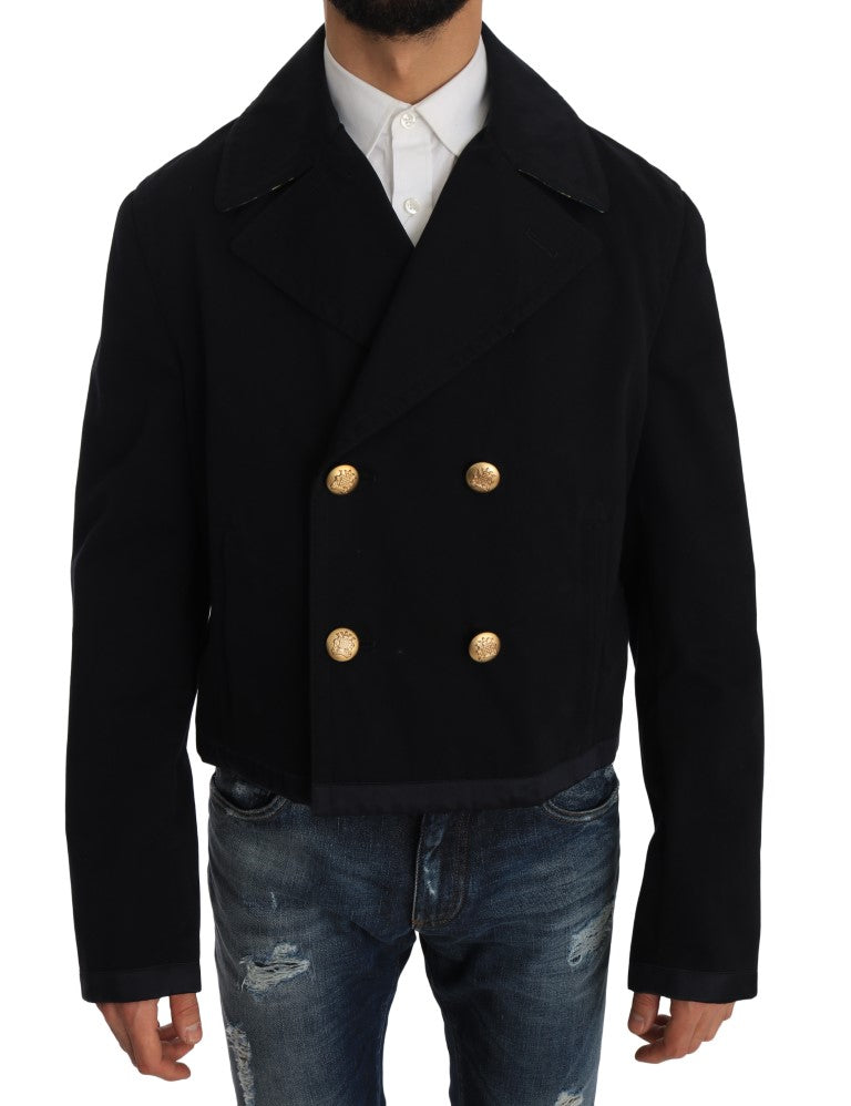 Dolce & Gabbana Trench Blue Cotton Stretch Jacket Coat