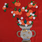 Dolce & Gabbana Red Silk Oranges Floral Crystal Blouse