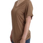John Galliano Elegant Short-Sleeved Brown Rayon Top