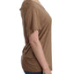 John Galliano Elegant Short-Sleeved Brown Rayon Top