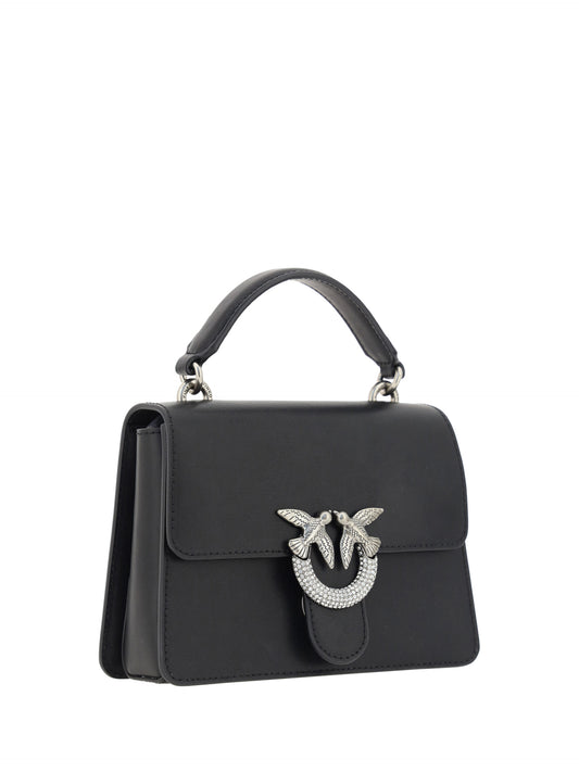 PINKO Elegant Black Calfskin Shoulder Handbag