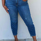 Judy Blue Aila Short Full Size Mid Rise Cropped Relax Fit Jeans