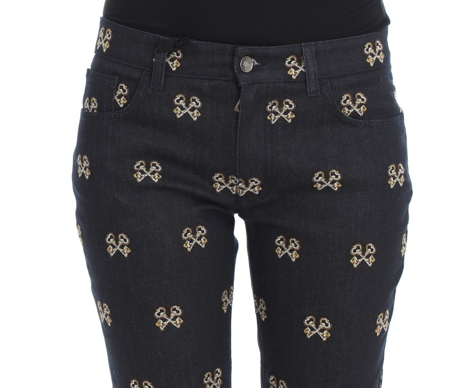 Dolce & Gabbana Elegant Embroidered Slim Fit Denim Jeans
